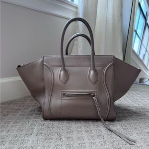 CELINE Taupe Leather Phantom Luggage Tote